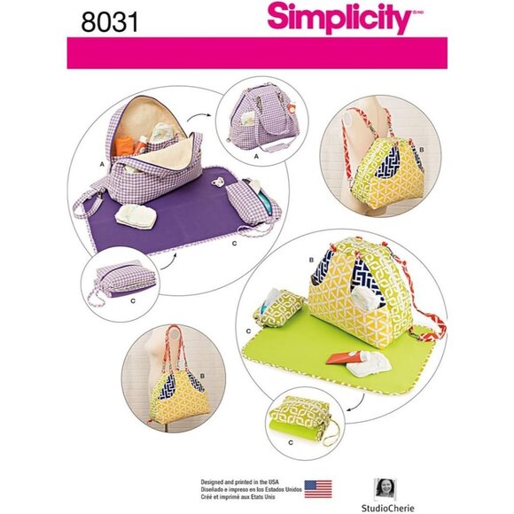 Simplicity 8031 Convertible Diaper Bags Changing Pad Sewing Pattern - Picture 1 of 4